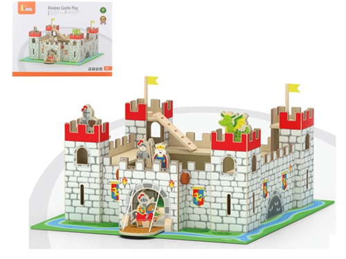 PlanToys Mattoncini Castello Medievale in Legno - Comprende 35 pezzi,  cavalieri inclusi! unisex (bambini)